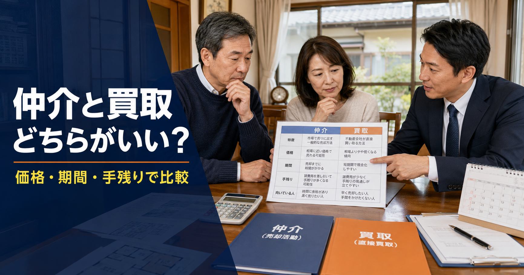 相続した実家の仲介と買取を価格・期間・手残りで比較する家族